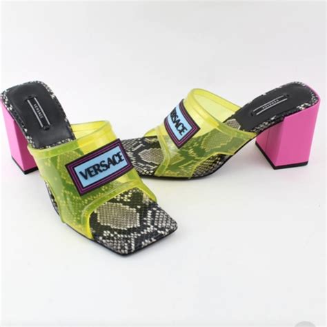 versace 90s vintage logo heels|VERSACE 90'S VINTAGE LOGO MID HEEL SANDALS SIZE 39.